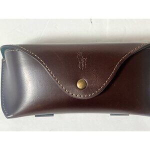 Polo Ralph Lauren Brown Leather Eyeglasses Case Logo Foldover Snap Sunglasses